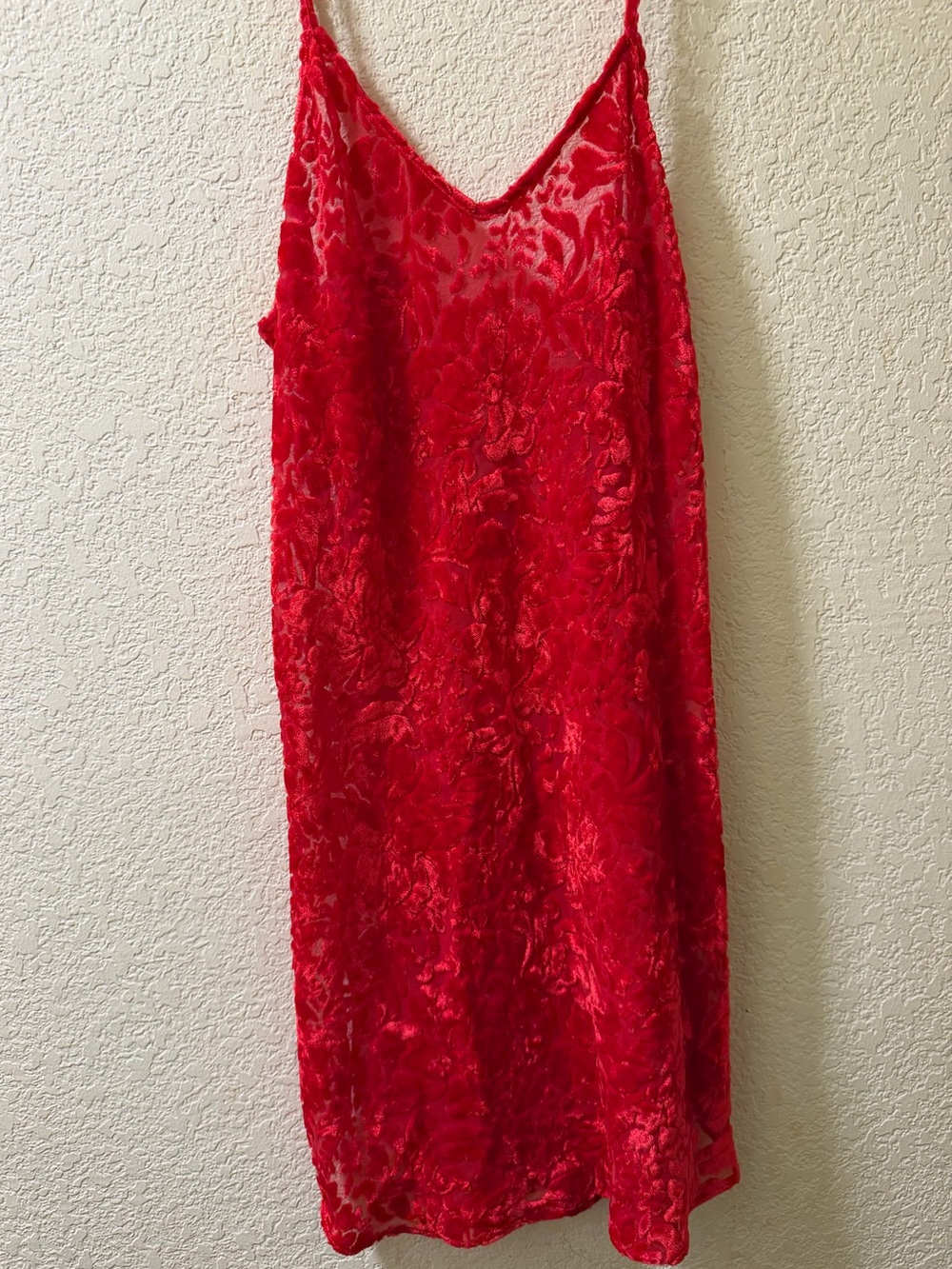 Vintage Red Lace Slip Dress Nightgown
